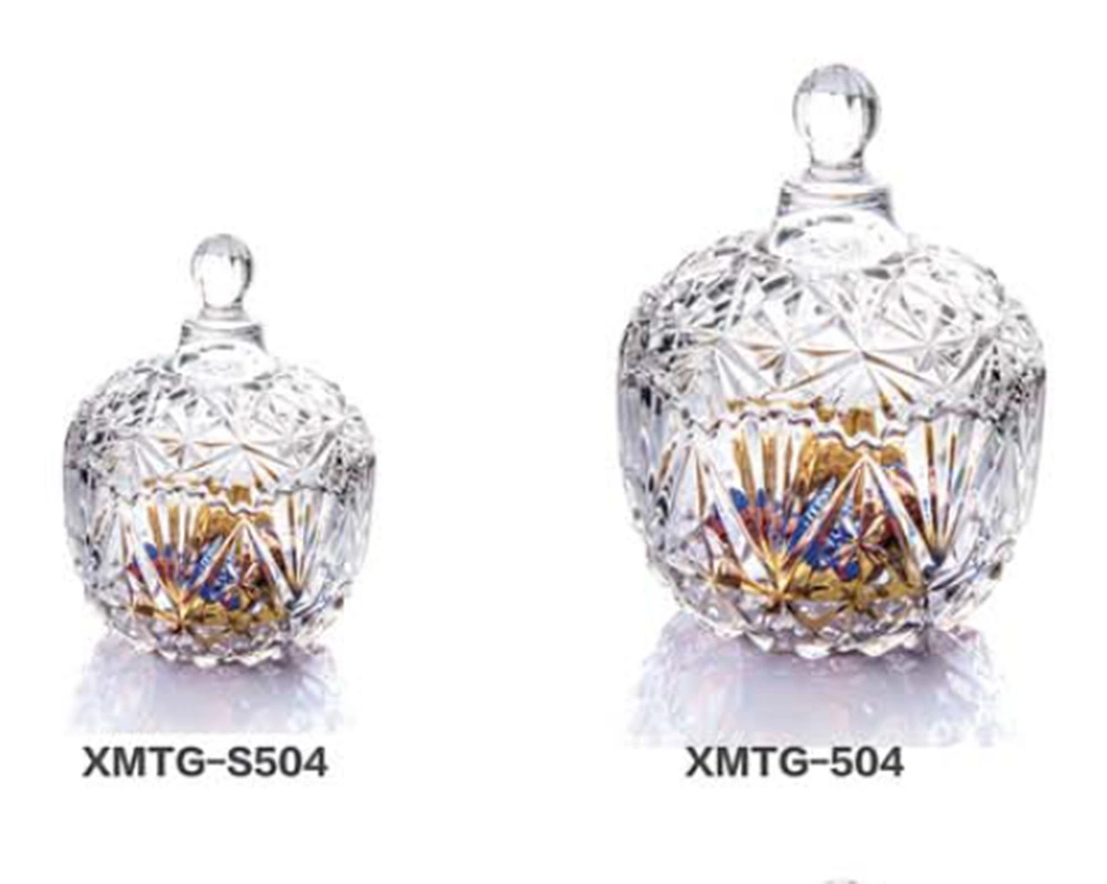 New Decorative Design Elegant Crystal Glass Sugar Jar Candy Box Glass for Party Wedding