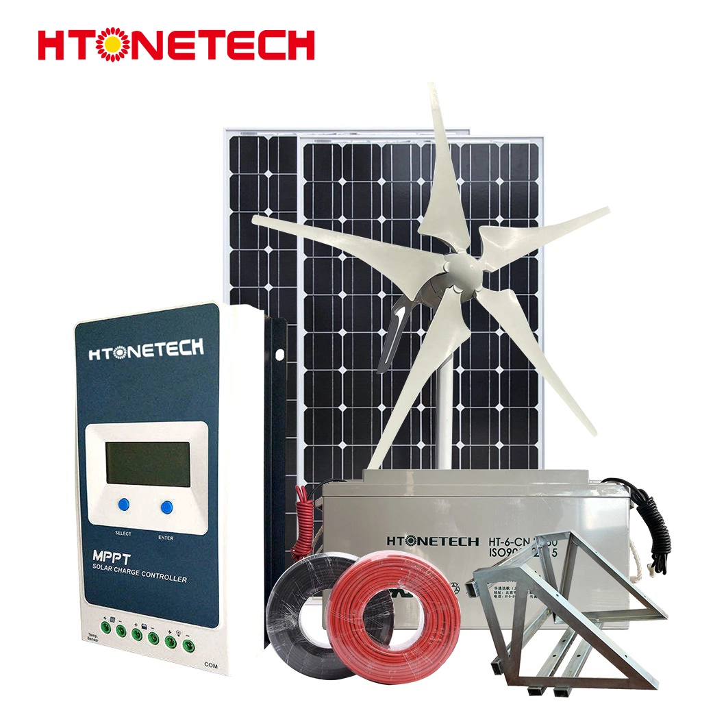 Htonetech Monocrystalline Solar Panels 450W sistema de Energía Solar 10K China Sistemas híbridos de viento y energía eléctrica solar 10KW con 1,5 Kilovatios aerogenerador