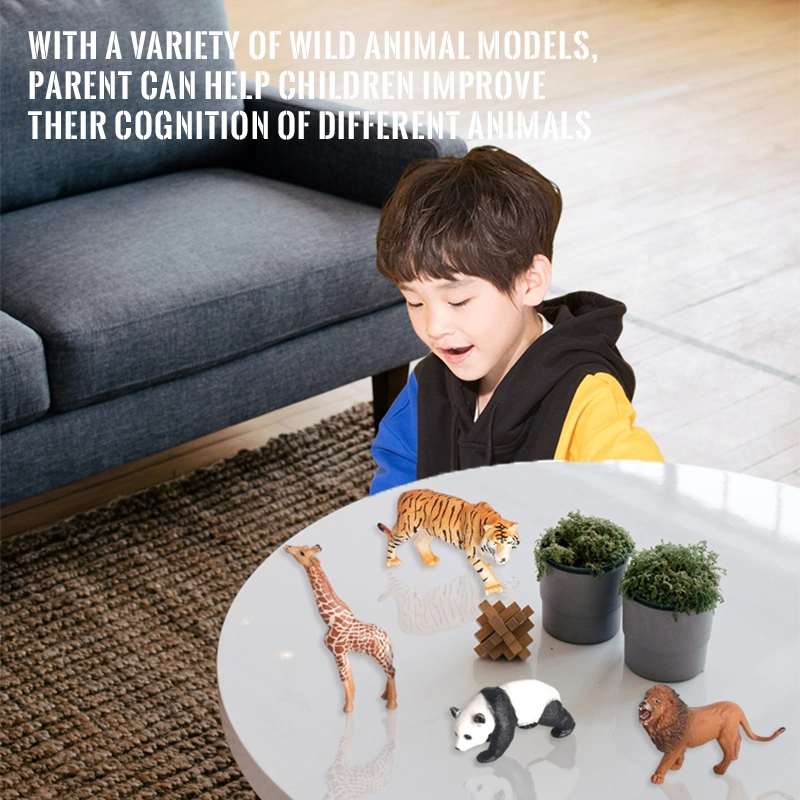 Children Early Learning Static Plastic Wildlife Models Zoo Animal Figure Toddler Party Favor 6PCS Small PVC Wild Animals Set Toy