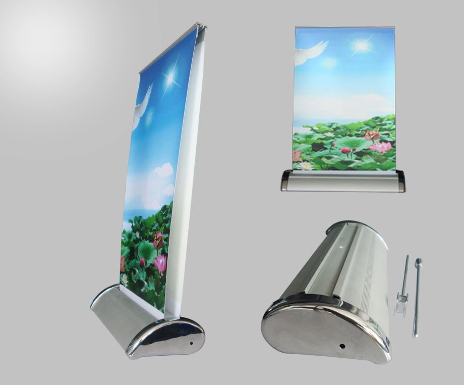 Verstellbarer Mini-Teleskop-Aluminium-Legierung Roll-Up Banner