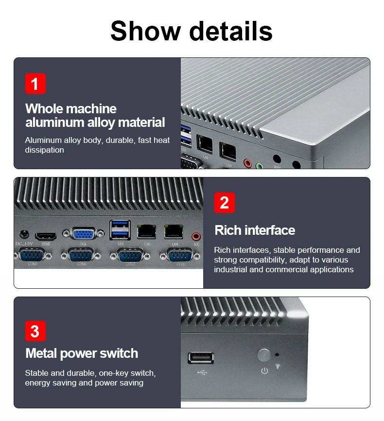 OEM ODM Industrial Box Computer Linux / Android / Windows Mini PC industriel embarqué bon marché Linux I3 I5 I7