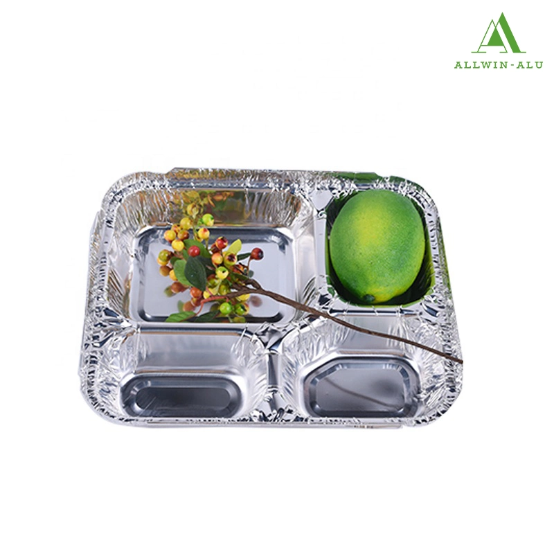 780ml Disposable 3 Compartment Foil Food Container/Tray/Pan/Plate