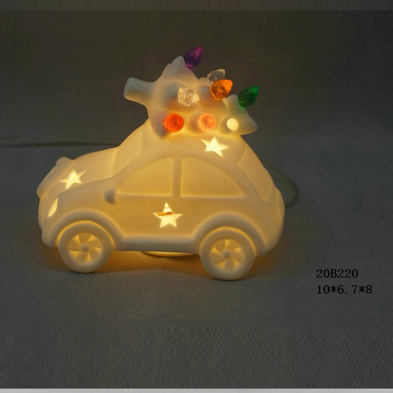 Diseño de los coches de porcelana con coloridas luces del árbol de Navidad para el hogar decoración de fiesta