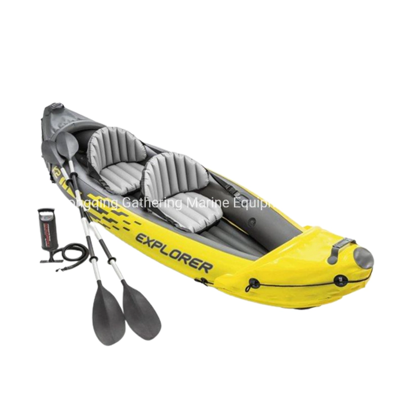 2 Seats PVC Banana Boat Inflatable Kayak Rubber Boat with Paddles