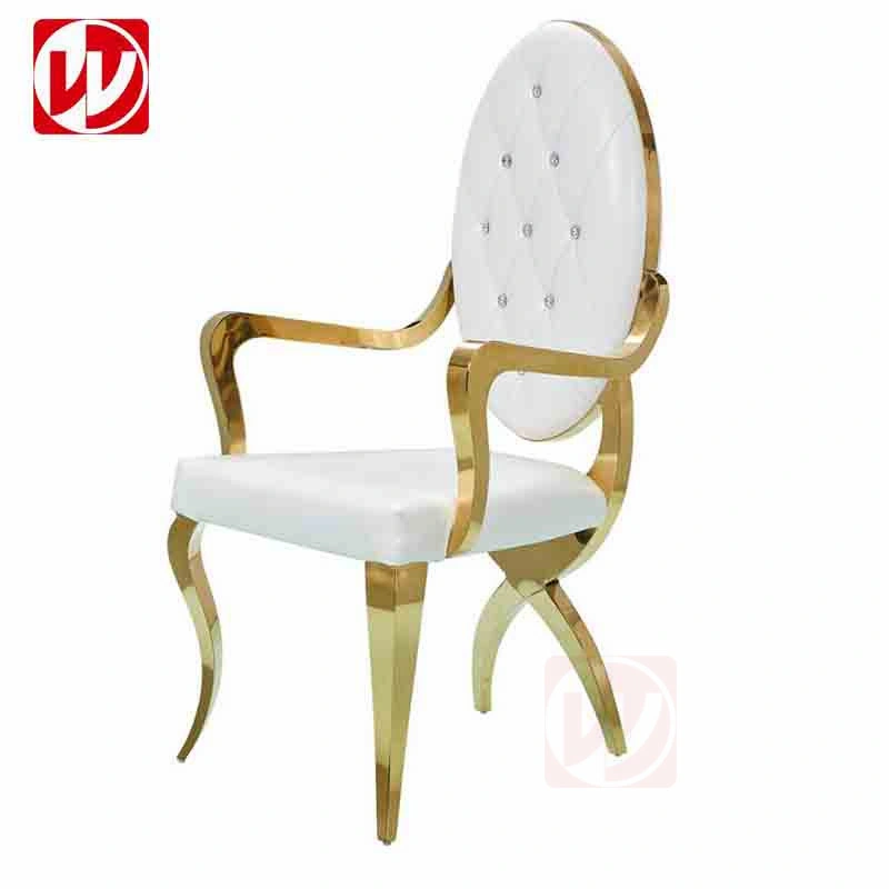 Luxury Gold Wedding Chair High Back Stainless Steel Dining Chair for Event Reception