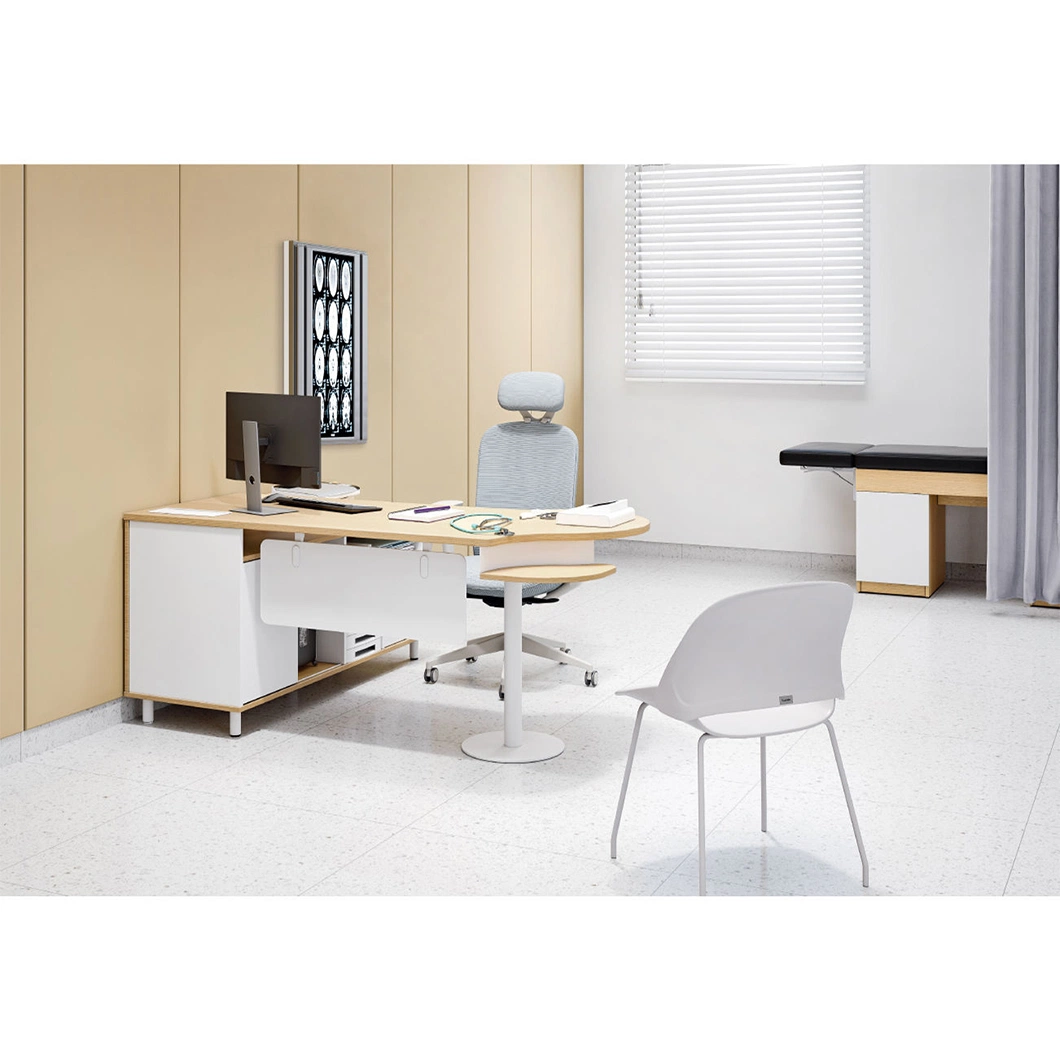 Muebles de Hospital MDF Escritorio y mesa de aleación de aluminio Frame Manager Desk con el lado archivador