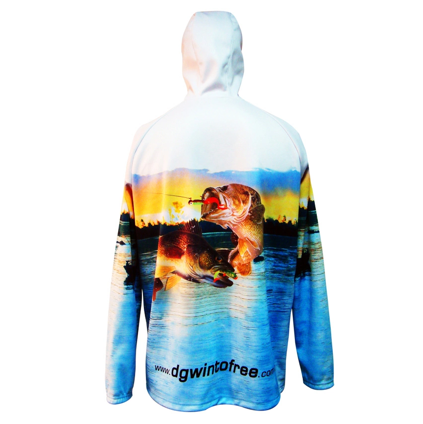 Custom Sports Outdoor Sonnenschutz Herren Angeln Hoodies mit Fleece, Sublimation Polyester Winter Angeln Jersey mit Maske