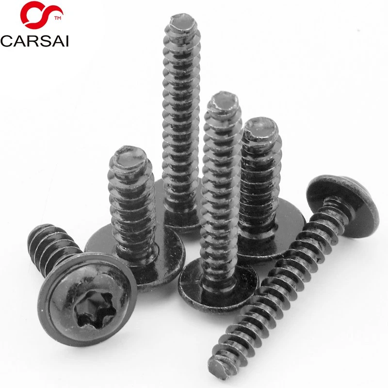 Aço inoxidável 304, preto, galvanizado, revestido a zinco, Torx, seis lóbulos Cabeça de truss modificada por flor com junta rosca auto-roscante plana da cauda Parafuso de corte de rolamento de formação