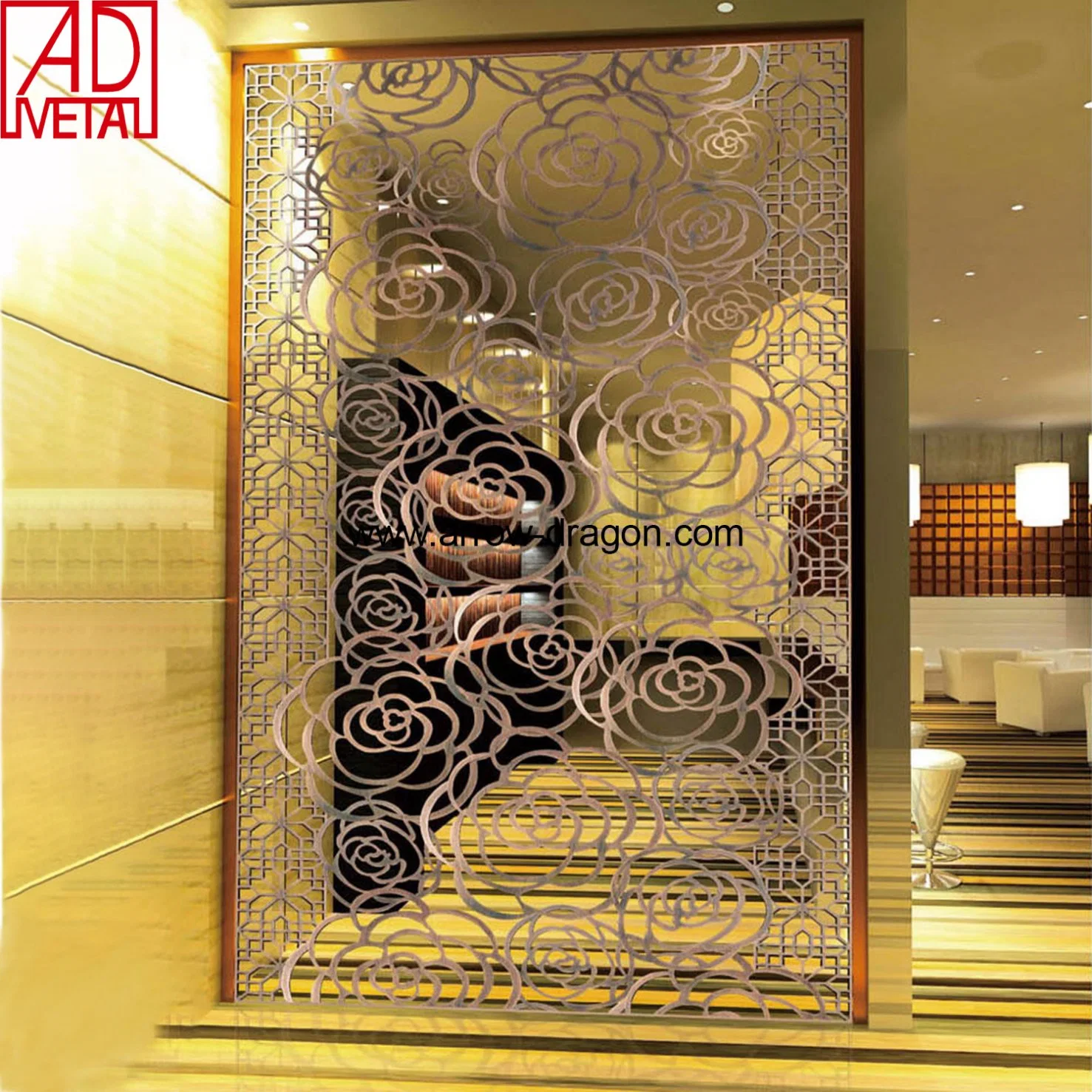 Aluminum Stainless Steel Brass Laser Cut CNC Router Wall Cladding Perforated Sheet Screen Panel for Hotel/Cafe/Office Partition Divider