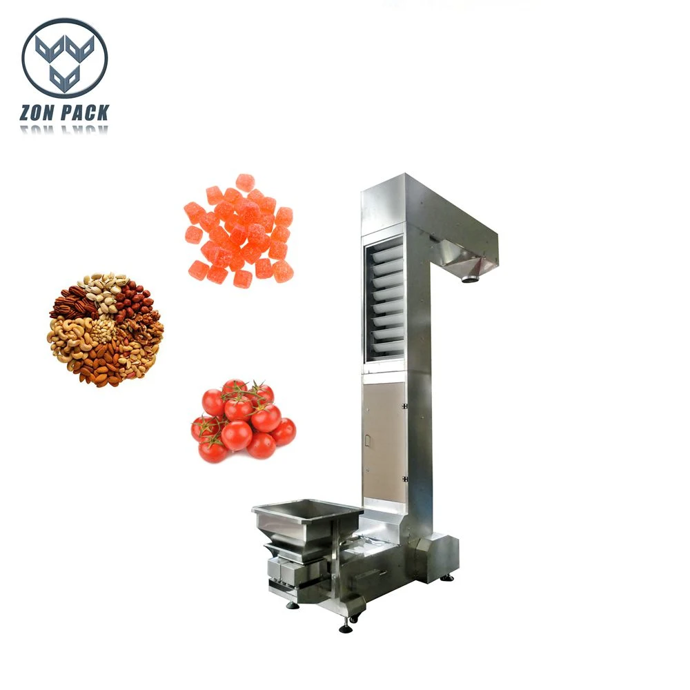 Automatic Food Grade 304ss Z Type Belt Bucket Chain Conveyor Elevator Feeding System with Vibrator Hopper