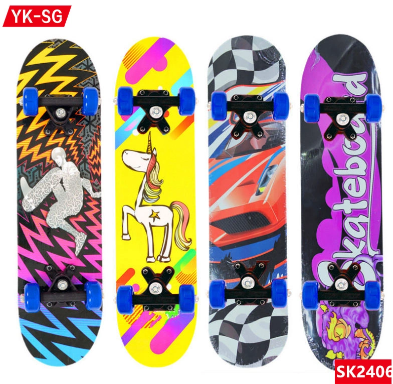 24 Inch Children Wooden Skateboard Plastic Bracket 4 PVC Wheels 17 Inch Cheap Maple Skateboard Toys