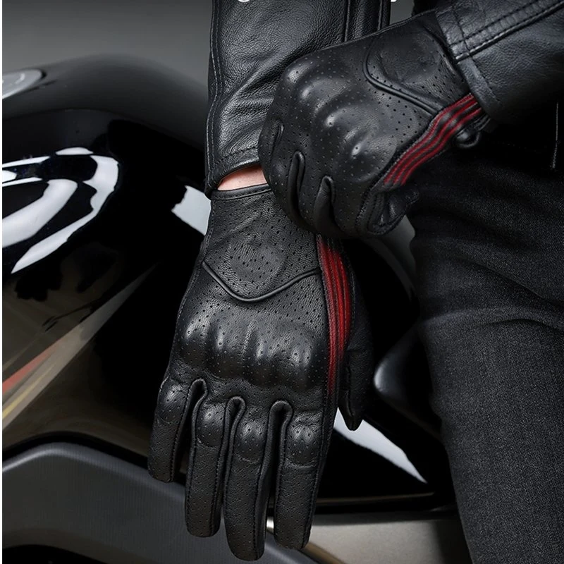 La fábrica de cuero guantes de moto baratos Pantalla táctil resistente al agua caballo Dirt Bike Moto Guantes Moto Guantes de cuero