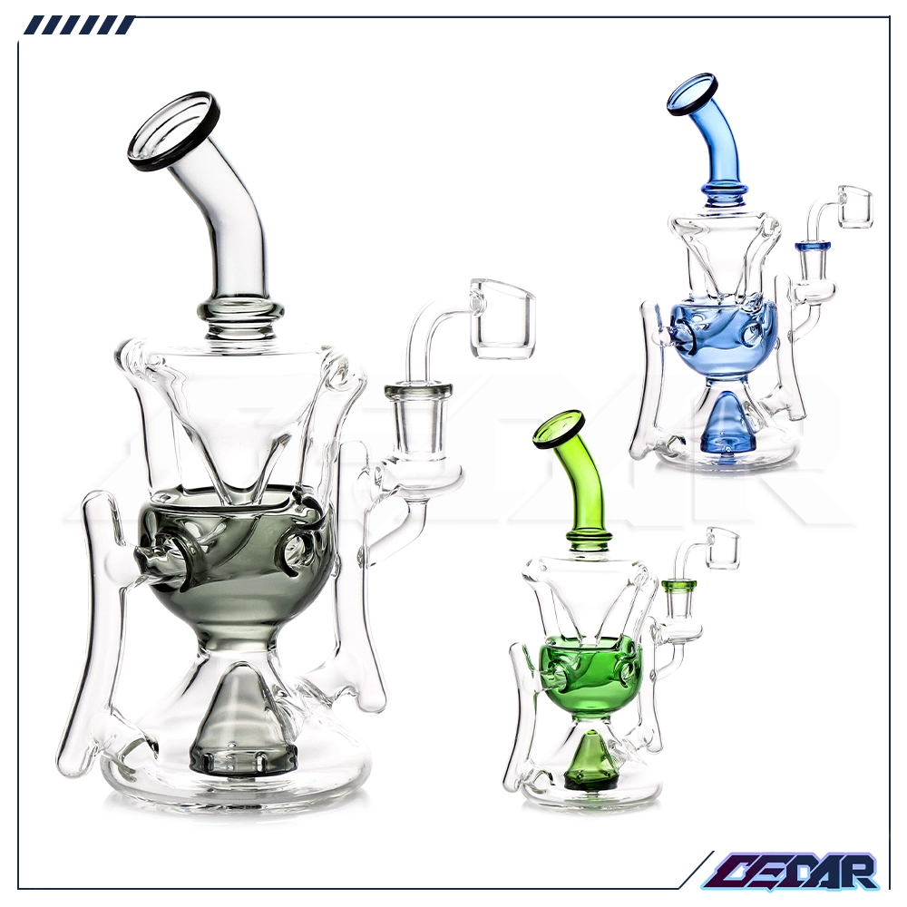 Nuevo diseño colores mixtos 9,1 pulgadas Smoking Pipe 14mm Cuarzo Banger vidrio tubo de agua Rig aceite DAB Rig