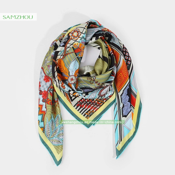 100% Silk Crepe Satin Plain Printed Square Scarf Fashion Lady Shawl High-Grade Gifts