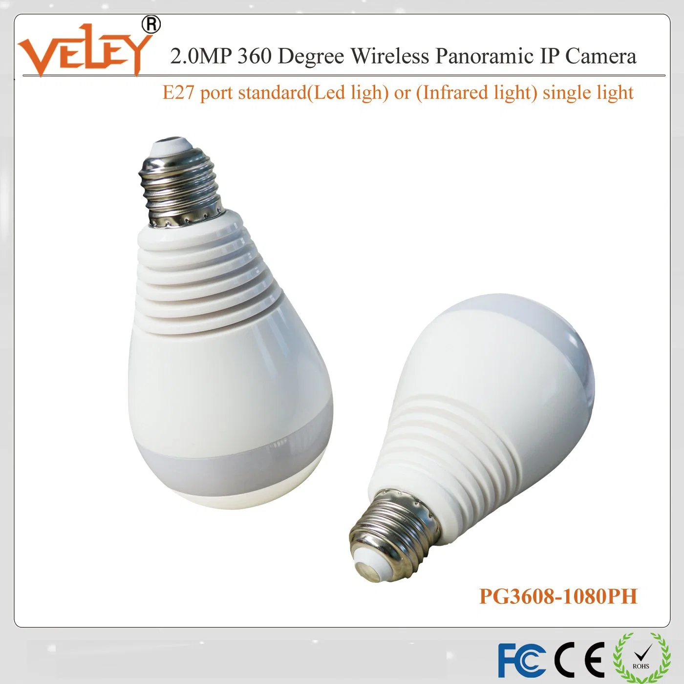 P2p Could Storage TF Card 128GB Full HD 360 Panoramic Bulb Light Mini Wireless IP Camera