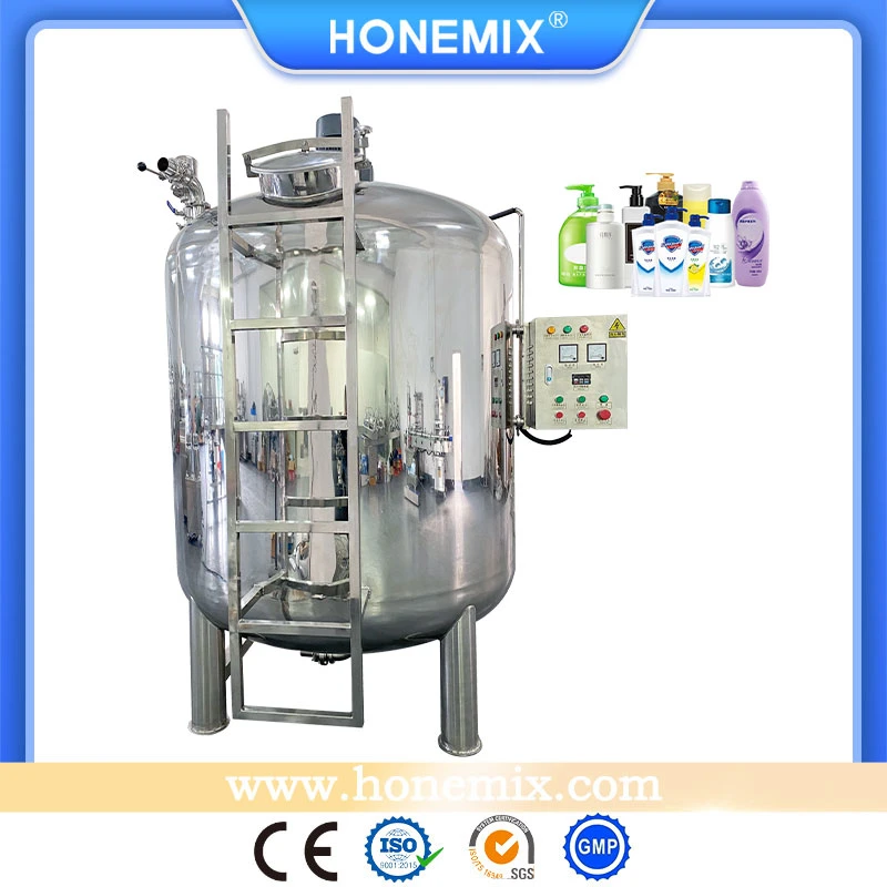 Hone Factory Custom 1000L Mixing Tank with Stairs / Dispersing Motor Sealed Lid Mixer/ Cosmetic Liquid Man Hole Mixing Machine