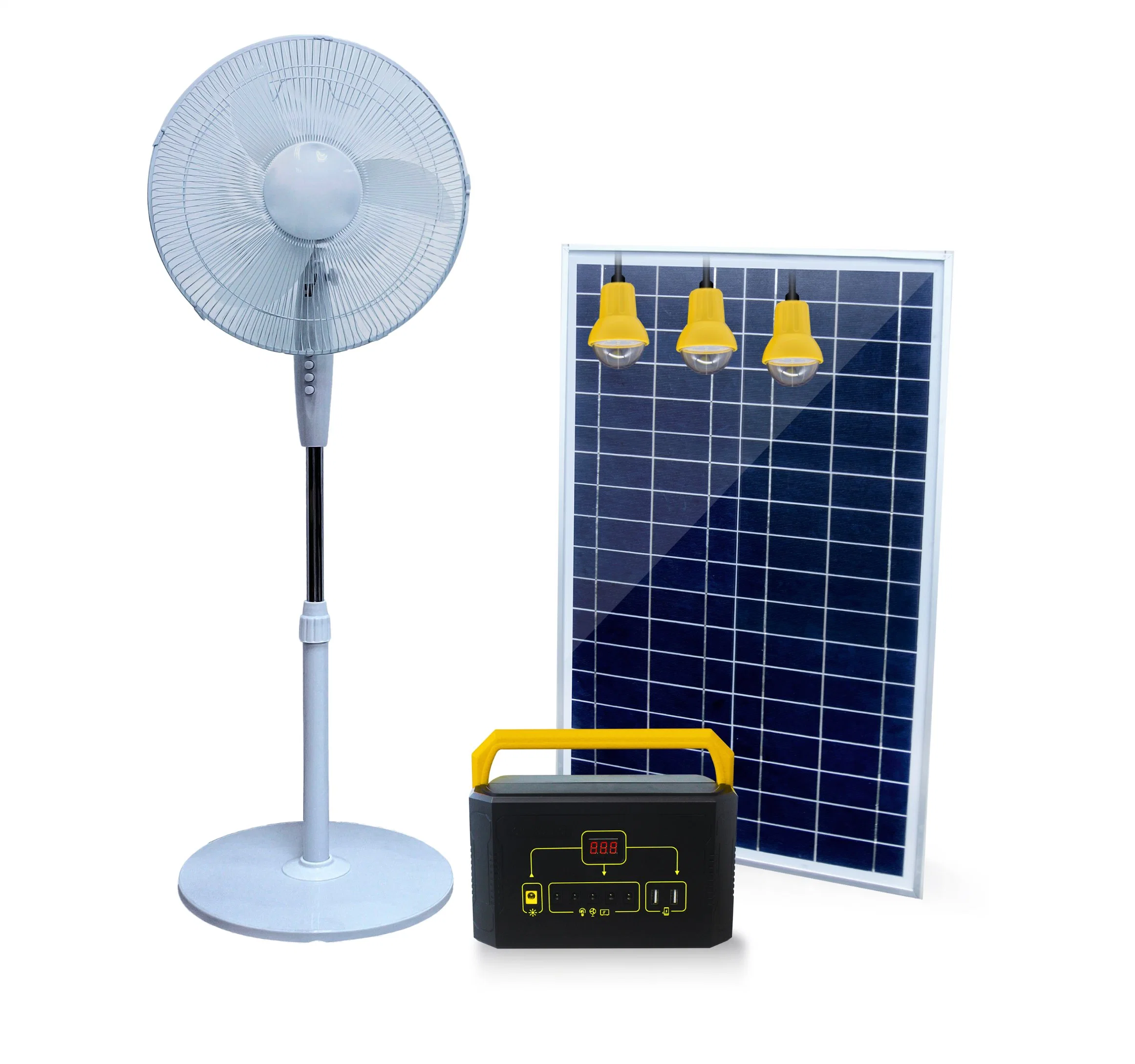 Solar System Continuous Charging, Support for TV Fans, Three-Lamp Solar Clean Energy Home System with Large Batteries to Continuously Supply Power to Nigeria.