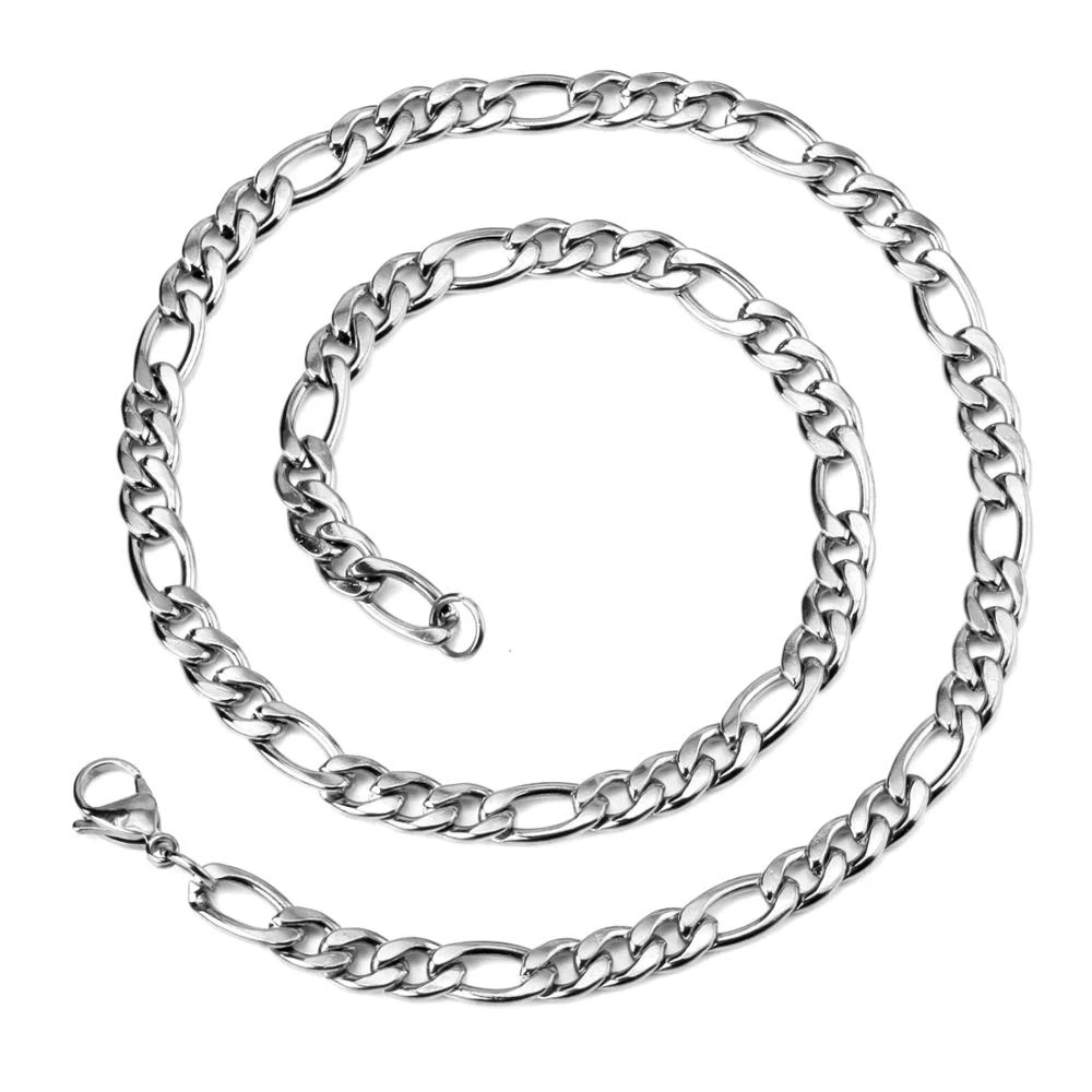 Chaîne en acier inoxydable d'argent Figaro collier de chaîne