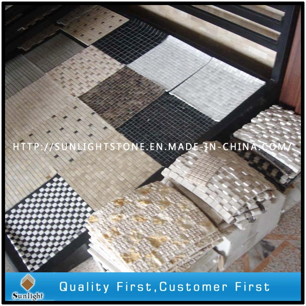 China Cheap White/Green/Black/Yellow Mosaic /Waterjet Travertine / Marbles for Floor Tile Slab