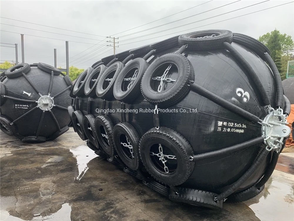 BV Certificate 50kpa 2.5X5.5m Pneumatic Rubber Fender Galvanized Chain Tire