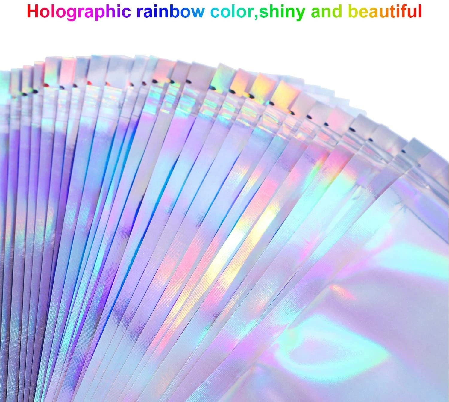 Wiederverschließbar Hologramm Mylar Reißverschluss Kunststoff Schmuck Make-Up Ziplock Verpackung Transparent Holografische Beutel