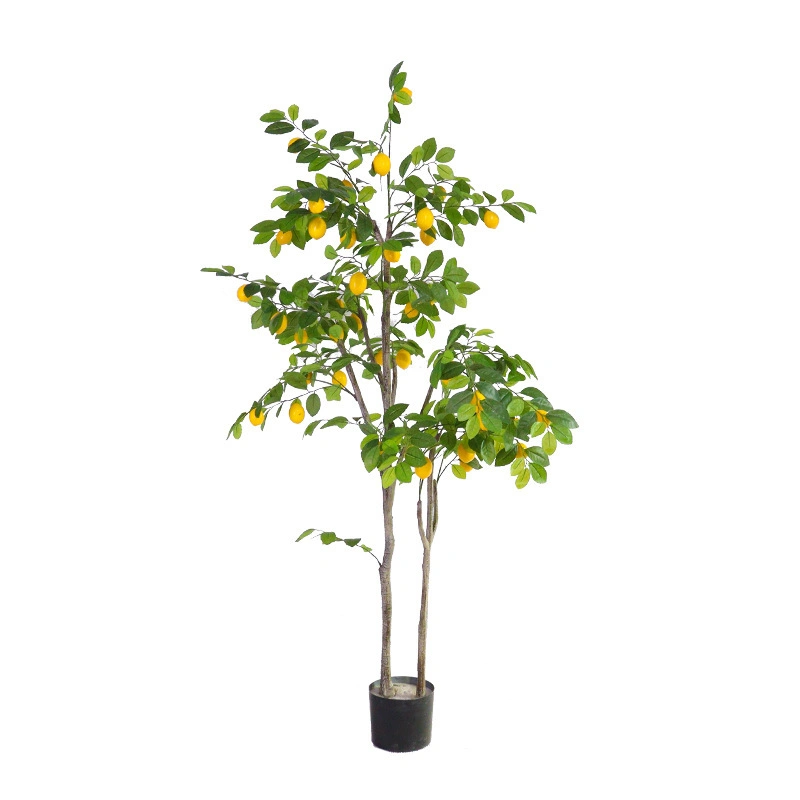 Pot Artificial Plants Decorative Faux Lemon Fruit Tree Plant Potted Tree Plastic Lemon Plant Bonsai