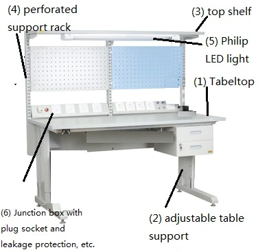 ESD personalizable Workbench de acero con cajones