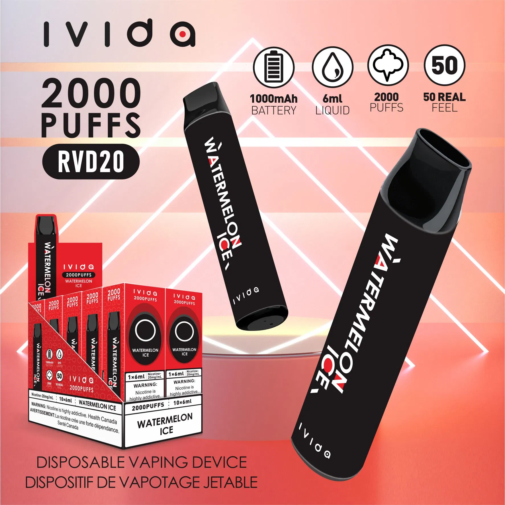 Ivida Cigarrillo Electrónico Desechable Objetivo Stick 2000bocanadas 12 sabores Bang XXL /E-cigarrillo desechable Difusor de OEM de melatonina pluma eléctrica Vape Hookah Precio