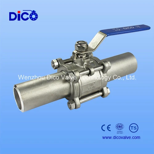 Dico Water Gas Investment Casting 1000wog Bw End with Extended Pipe Industrial 3PC Ball Valve