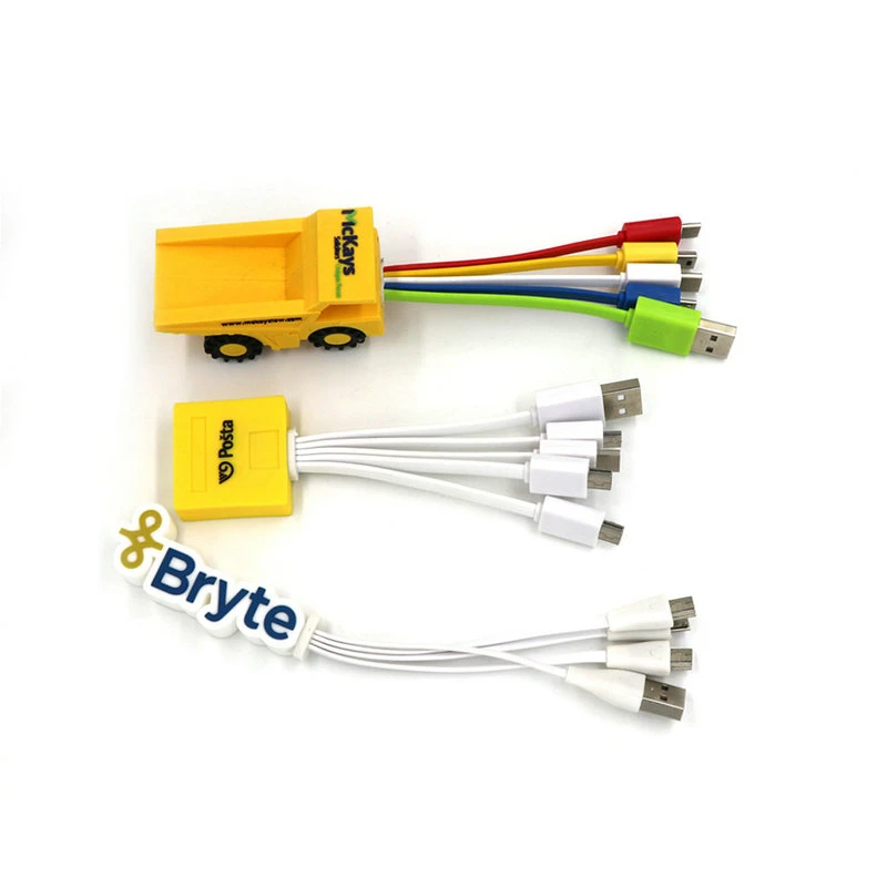 Los pequeños MOQ Cable de PVC de forma personalizada con diferentes puerto USB