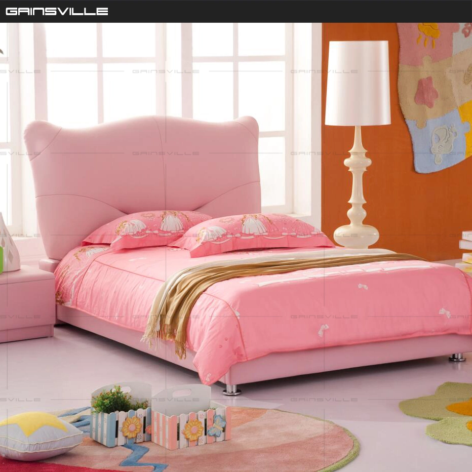 Little Girls Bedroom Furniture Kids Bed Pink Princess Leather Children Beds Set