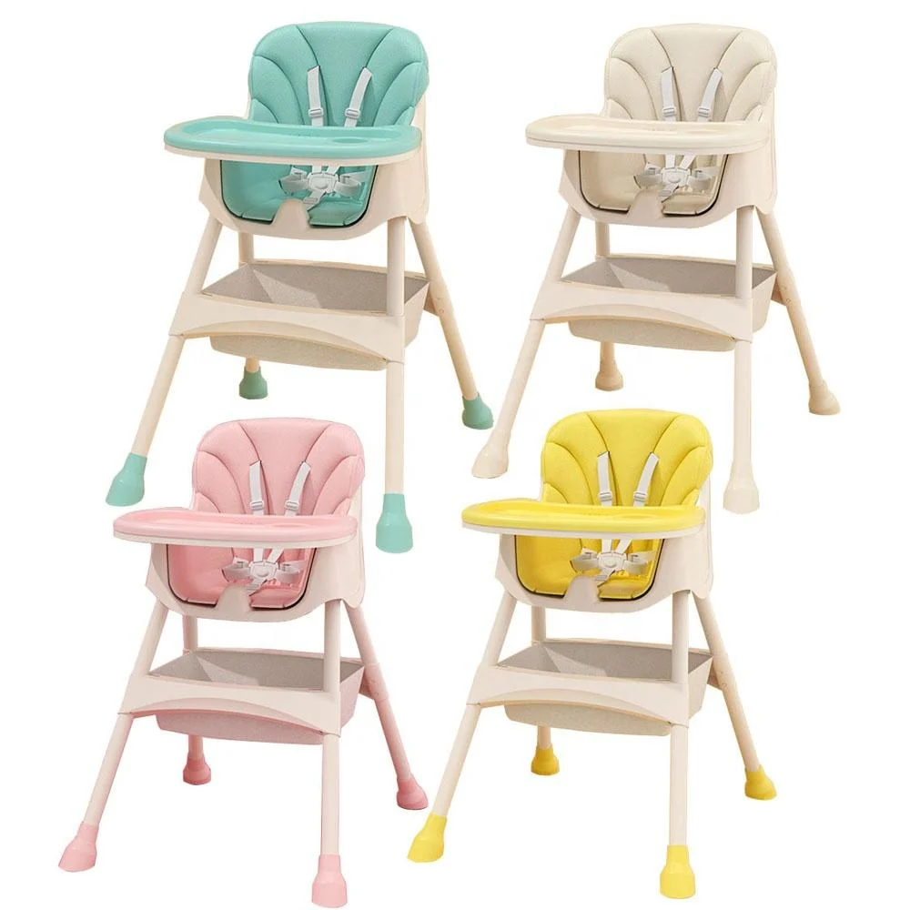 Wooden Natural Baby High Chair Removable Tray Safety Harness 3-in-1 Infant Highchair