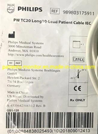 Philips Pw Tc20 ECG/EKG Long 10-Lead Patient Cable Ref 989803175911