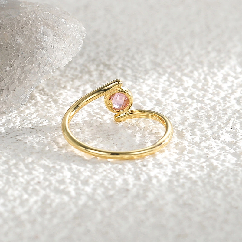 Nuevo diseño de moda mayorista latón chapado en oro rosa irregular el anillo de zirconio joyas para mujer