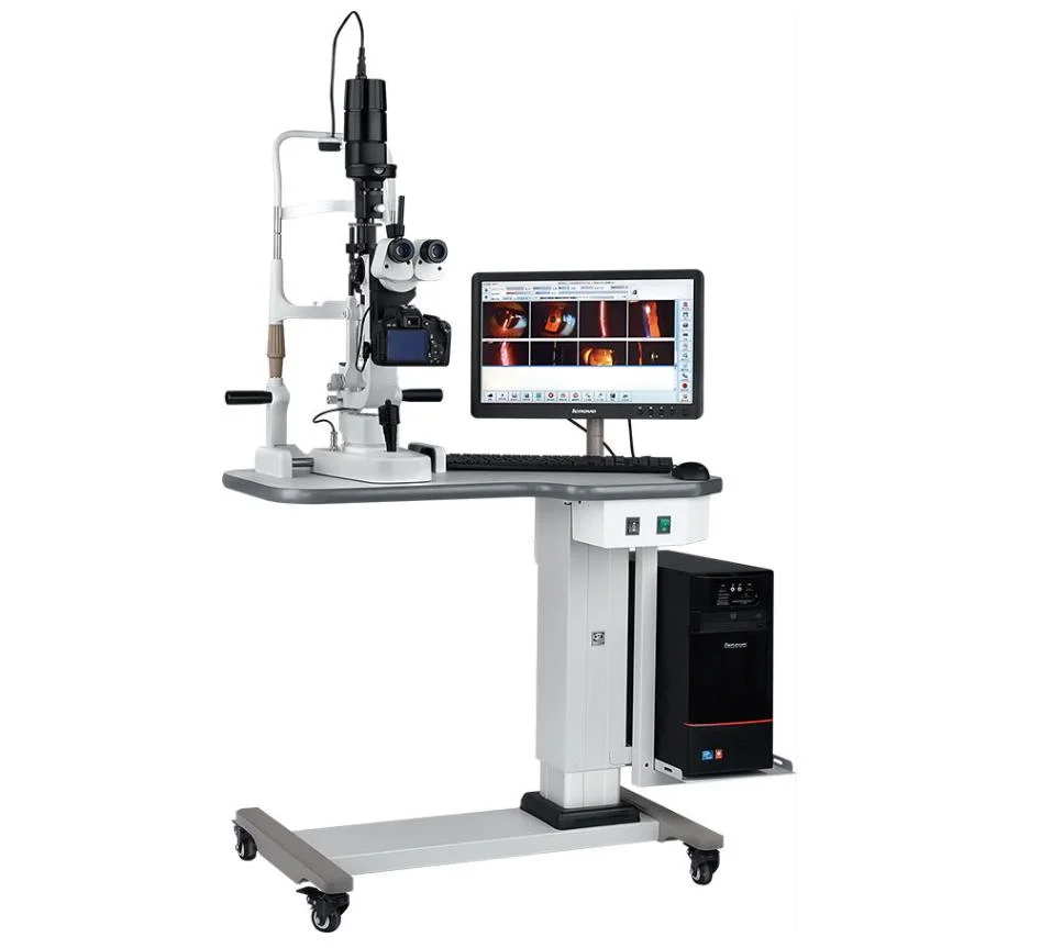 Microscopio de lámpara Slit My-V004 con cámara y divisor de haz