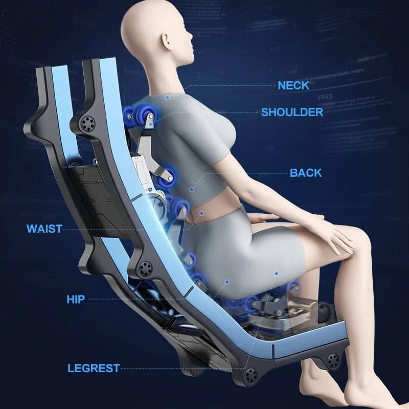 Chaise de massage à bascule extensible thaïlandaise 4D avec contrôle vocal AI et fonction de massage multifonction à pression d'air commerciale.