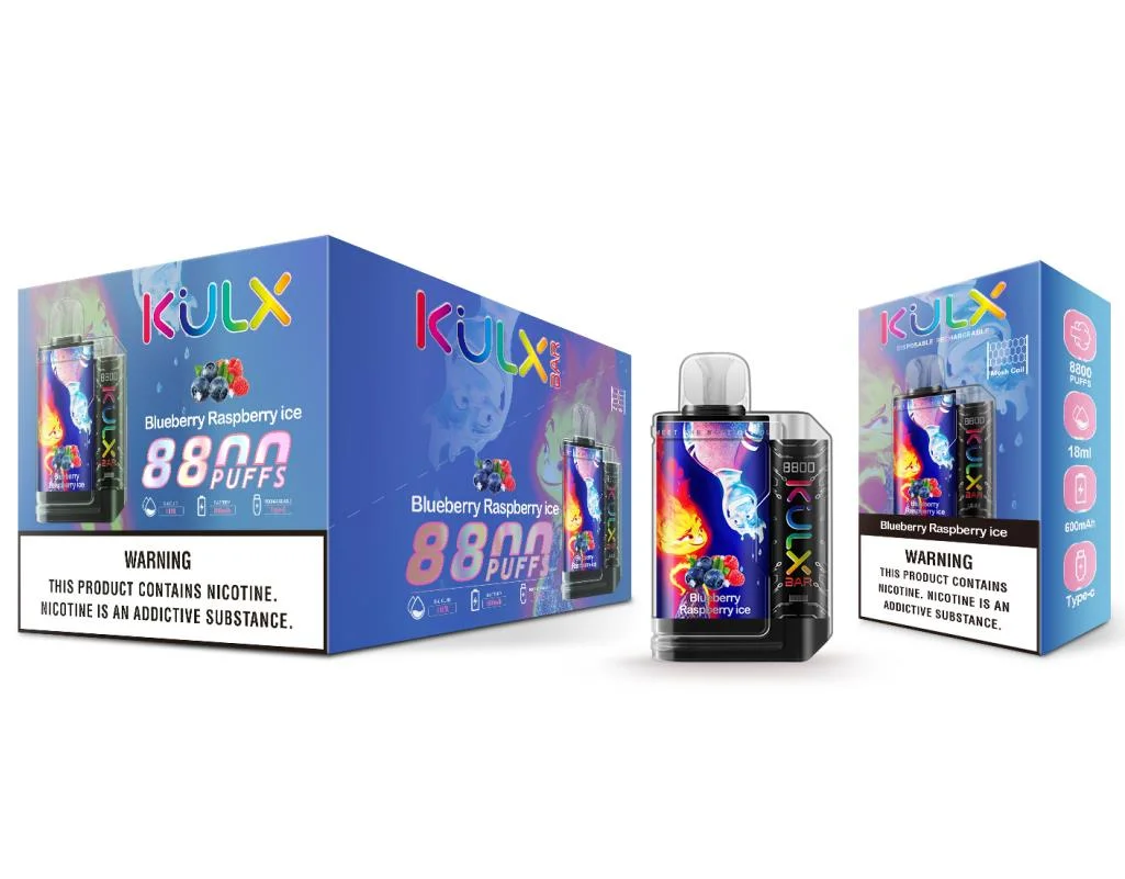 Kulx 8800 Puffs Einweg-Vape Crystal Box-Vapes mit Zero 0% 2% 5% Nikotin