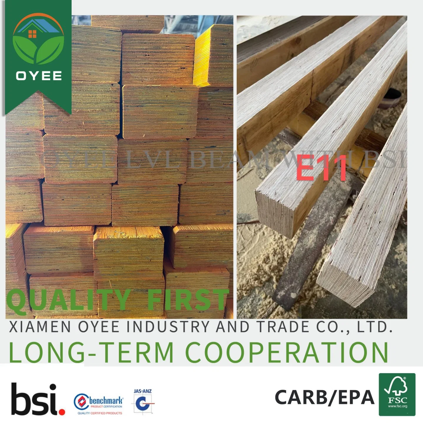 Construction Laminated Veneer Lumber Beams Engineered Wood Beams for Exterior Use