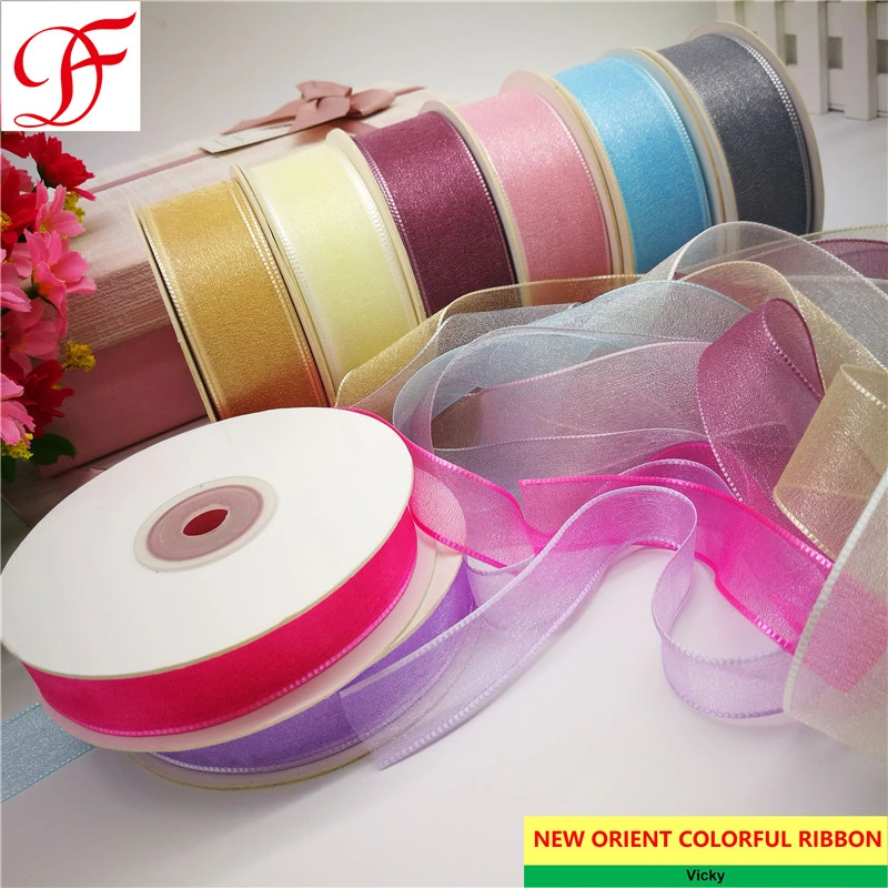 Korea Shining Organza Ribbon Grosgrain Ribbon Gifts Ribbon Taffeta Metallic Hemp Ribbon with Shrinking Packing for Gifts