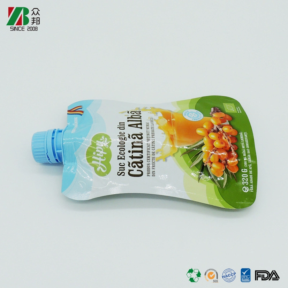 Reusable Plastic Fitment Stand up Spout Pouch for Juice Souce Jam Packaging