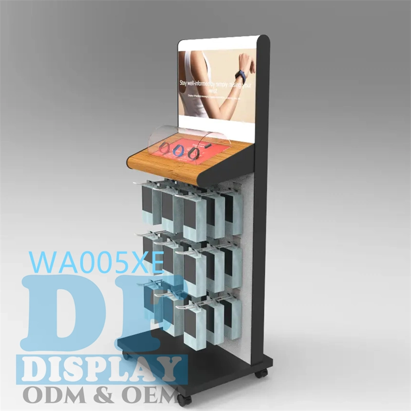 Custom Watch Display Rack Retail Display Unit Slatwall Shelves with Hooks Wooden/MDF Multifunctional Display Rack Phone Accessory/Socks Display Stand