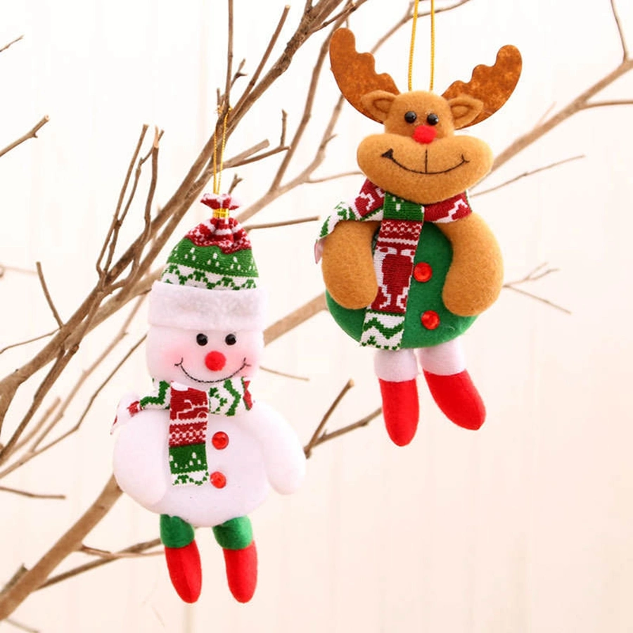 2023 Party Decorations Christmas Tree Ornaments Hanging Doll Santa Claus Snowman Reindeer Bear Plush Dolls Home Decor
