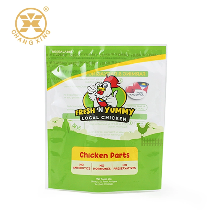 Custom Printing Resealable Zipper Plastic Whole Fresh Frozen Chicken Packaging Bags