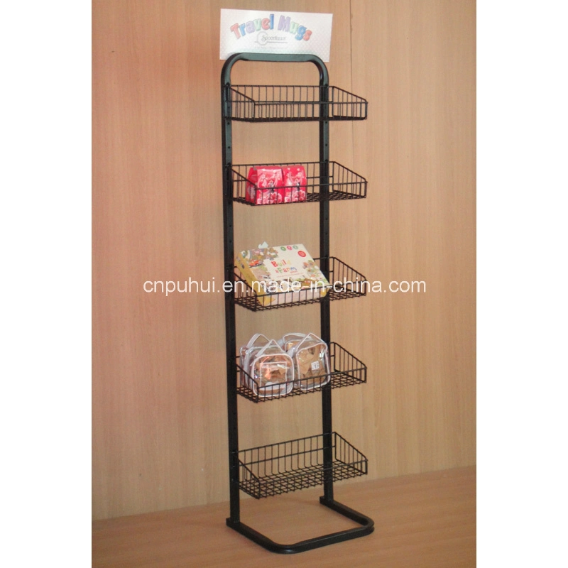 Floor Standing Multi Layer Steel Wire Shelving Display Rack (PHY3029)