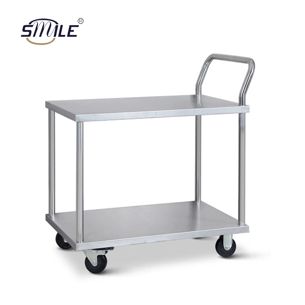 Smile Mobile Car 3 Layer Buffet Serving Food Cart with Wheels Metal Stainless Steel Airline Catering Meal Service