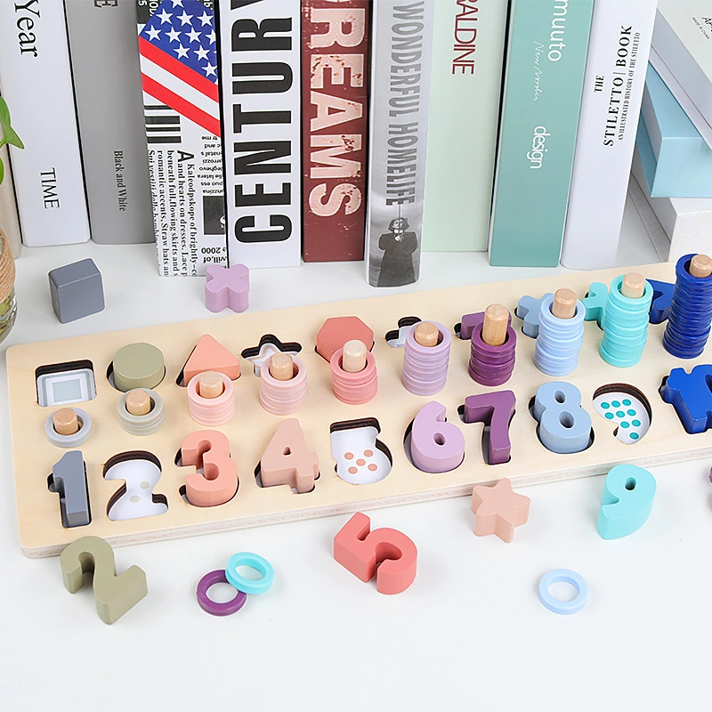 New-Style Counting Shape Wooden Count Toys with Wood Colorful Number Shape Blocks