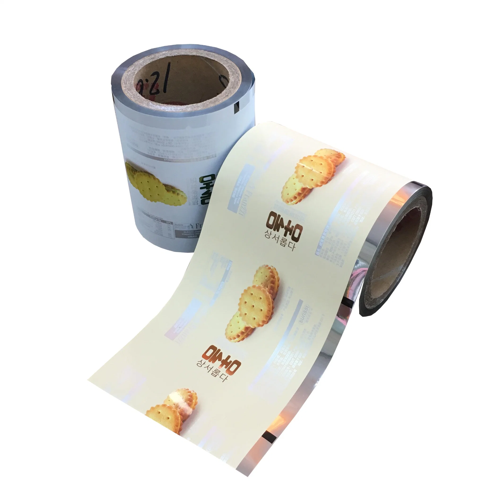 Impressão personalizada Embalagem de plástico revestido a polipropileno rolo multicamada de alumínio laminado Embalagem de película de película de nylon material para snacks alimentos