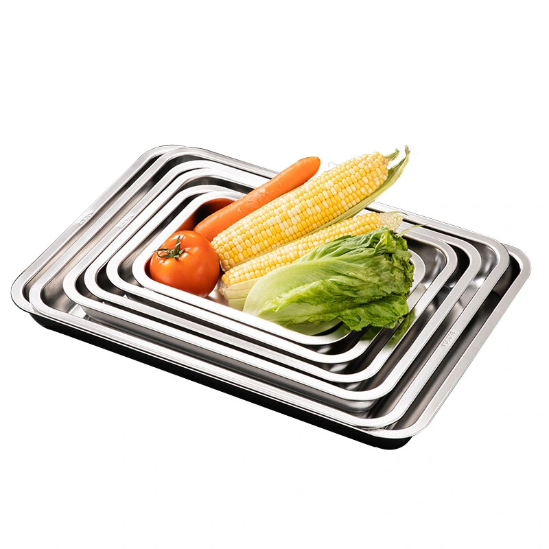 Stainless Steel Baking Tray Restaurant Kitchen Food Serving Tray Fruit Vegetable Drain Tray