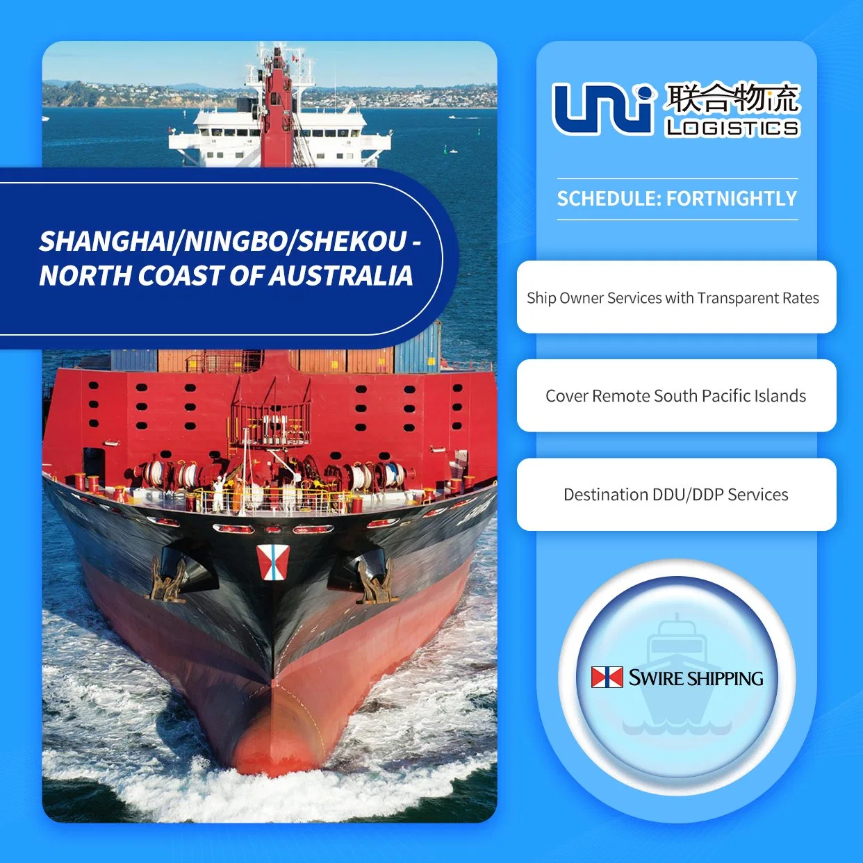Transporte marítimo de mercadorias da China para Lae, Papua Nova Guiné e Salomão