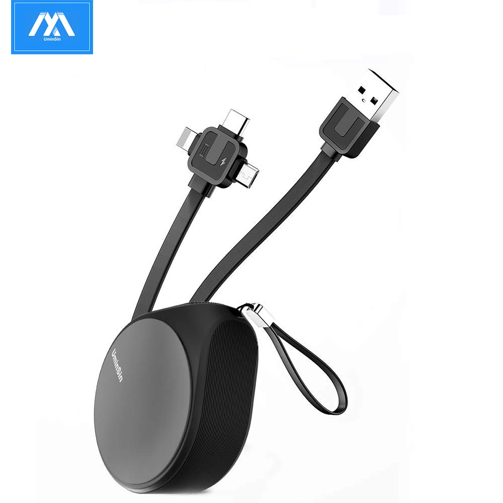 Waterdrop Three-in-One Scaling Charging Cable Micro USB Type C iPhone Lightning Mobile Phone Accessories